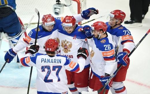 Photo hockey Championnats du monde -  : Kazakhstan (KAZ) vs Russie (RUS) - La Russie  la peine