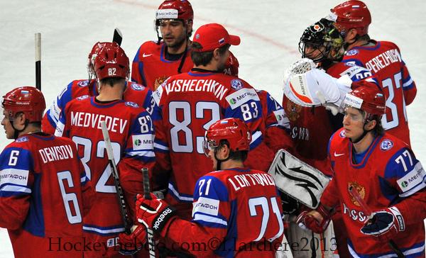 Photo hockey Championnats du monde -  : Russie (RUS) vs Lettonie (LAT) - Mondial 13 : La dmonstration russe