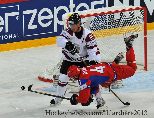Photo hockey Championnats du monde -  : Russie (RUS) vs Lettonie (LAT) - Mondial 13 : La dmonstration russe