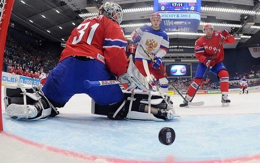 Photo hockey Championnats du monde -  : Russie (RUS) vs Norvge (NOR) - La Machine Rouge dmarre bien