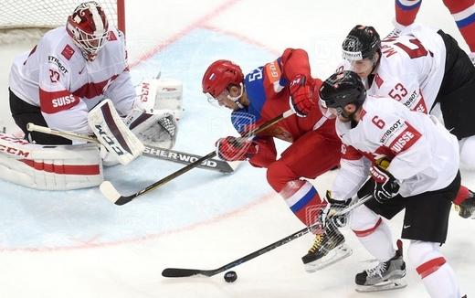 Photo hockey Championnats du monde -  : Russie (RUS) vs Suisse (SUI) - La croisade rouge
