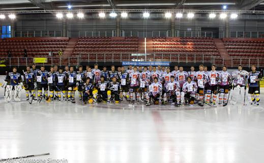 Photo hockey Coupe de la Ligue ARCHIVES - Coupe de la Ligue : 1/8me, 1re journe : Strasbourg  vs Amiens  - Un message pour Damien