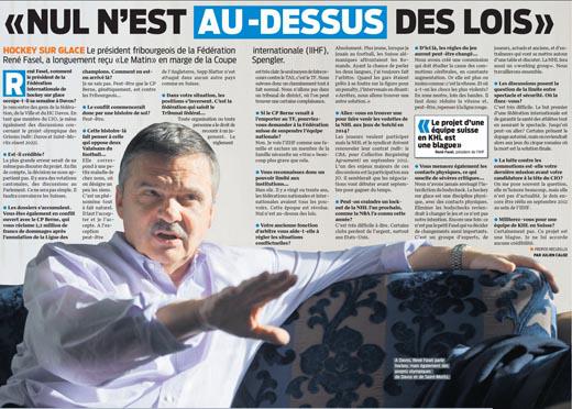 Photo hockey Hockey dans le Monde - Hockey dans le Monde - Fasel : Bilan bien mdiocre!