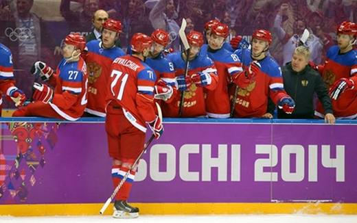Photo hockey Jeux olympiques - Jeux olympiques - JO : Russie vs Slovnie - Victoire rouge