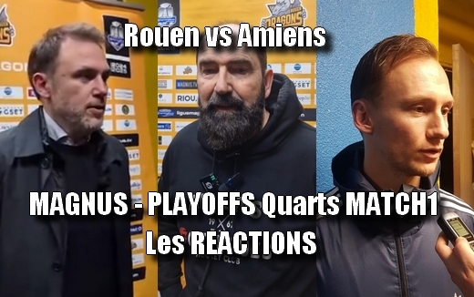 Photo hockey Rouen vs Amiens - ITW F. Lhenry - M. Richer et  D. Glad - Ligue Magnus