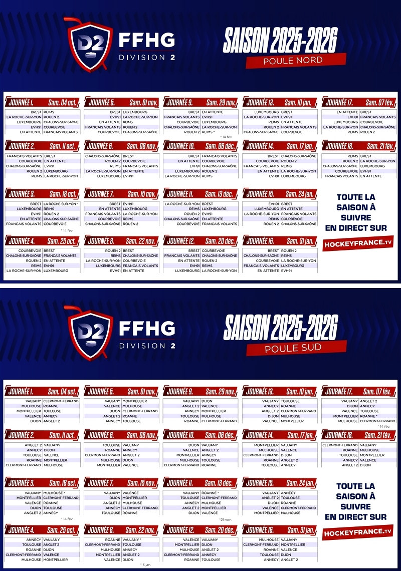 Photo hockey CALENDRIER DE DIVISION 2 - Division 2