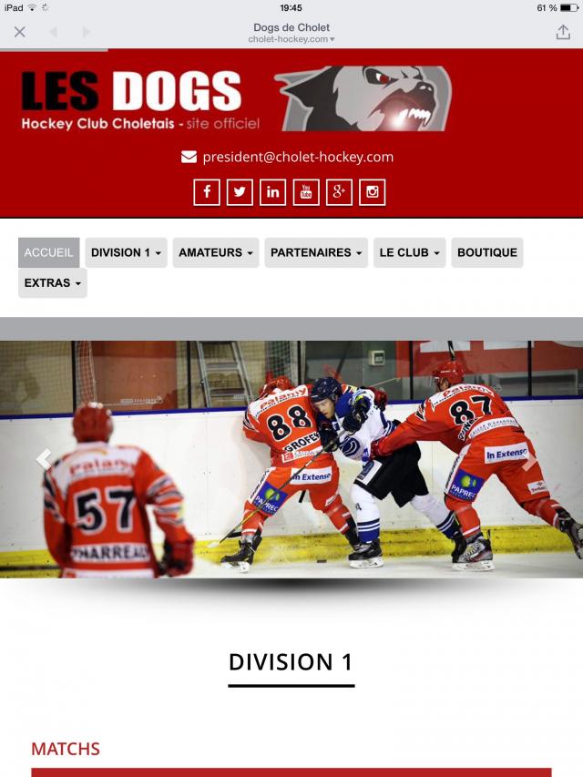 Photo hockey  D1 : Nouveau site internet pour Cholet  - Division 1 : Cholet  (Les Dogs)