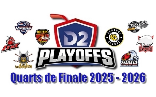 Photo hockey D2 : R�sultats & programme 1/4 Poffs - Matchs 1 - 14 et 15 mars 2026 - Division 2