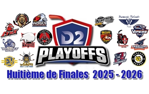 Photo hockey D2 : R�sultats et Programme 1/8 Poffs - Matchs 2 et 3 �ventuels - 7 et 8 mars 2026 - Division 2