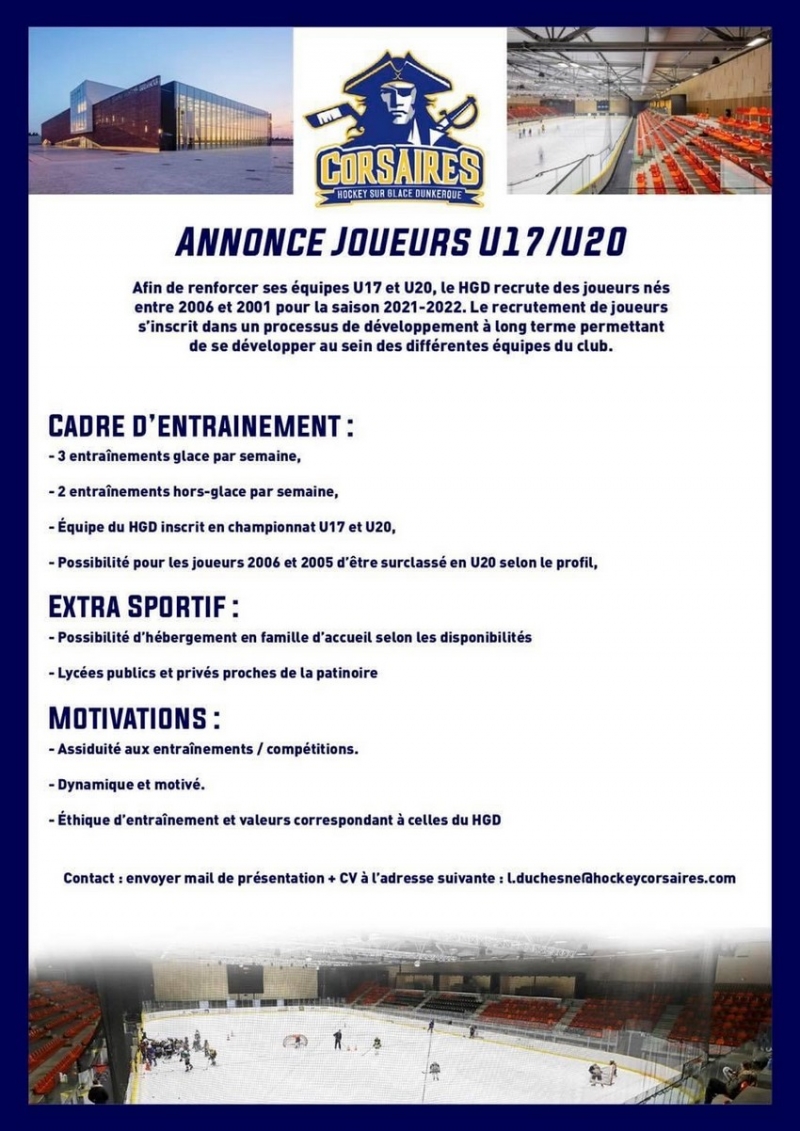Photo hockey Dunkerque recherche joueurs U17/U20 - Hockey Mineur : Dunkerque (Les Corsaires)