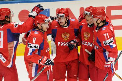 Photo hockey La Russie premire de son groupe - Championnats du monde