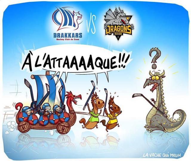 Photo hockey LM : Caen, avec la manire - Ligue Magnus : Caen  (Les Drakkars)