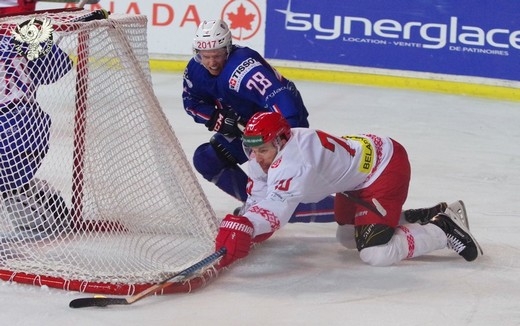 Photo hockey Equipes de France -  : Biélorussie (BLR) vs France (FRA) - Grosse réaction Biélorusse 