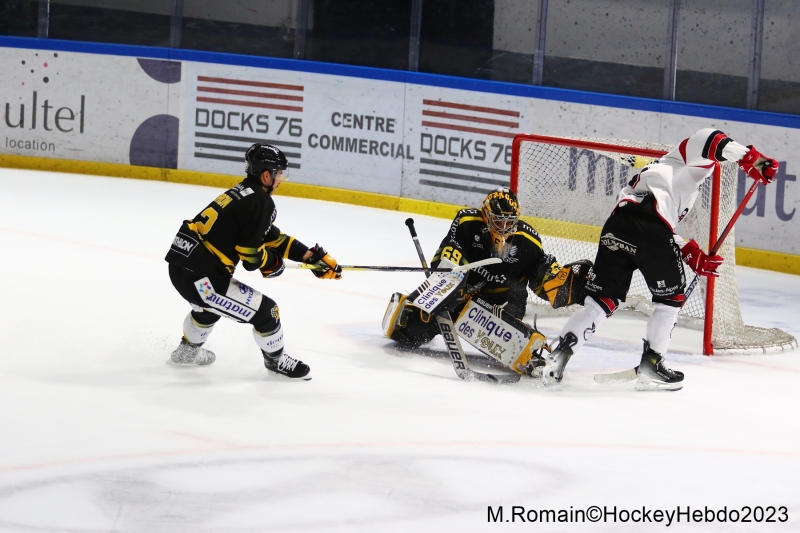 Photo hockey Ligue Magnus - Ligue Magnus : 19ème journée : Rouen vs Briançon  - LM : Les Dragons appliqués.