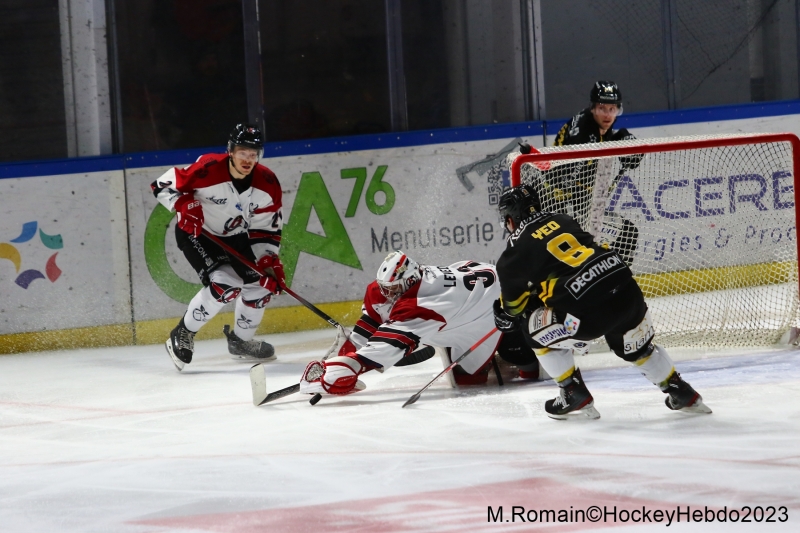 Photo hockey Ligue Magnus - Ligue Magnus : 19ème journée : Rouen vs Briançon  - LM : Les Dragons appliqués.