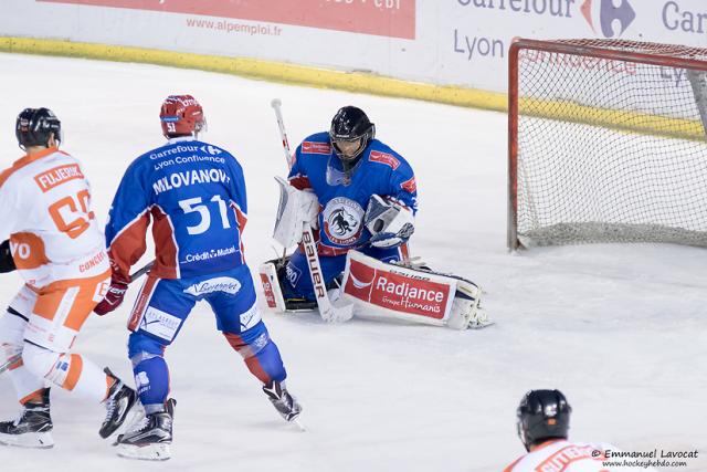 Photo hockey Ligue Magnus - Ligue Magnus : 40ème journée : Lyon vs Epinal  - LM : Pas de solution pour le Gamyo