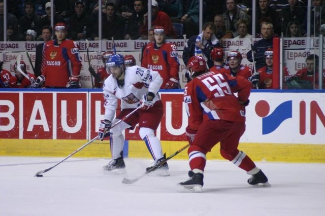 Photo hockey album Mondiaux : 3ème journée - Russie / Rep. Tchèque - N. Leleu