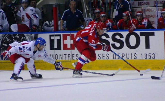 Photo hockey album Mondiaux : 3ème journée - Russie / Rep. Tchèque - N. Leleu