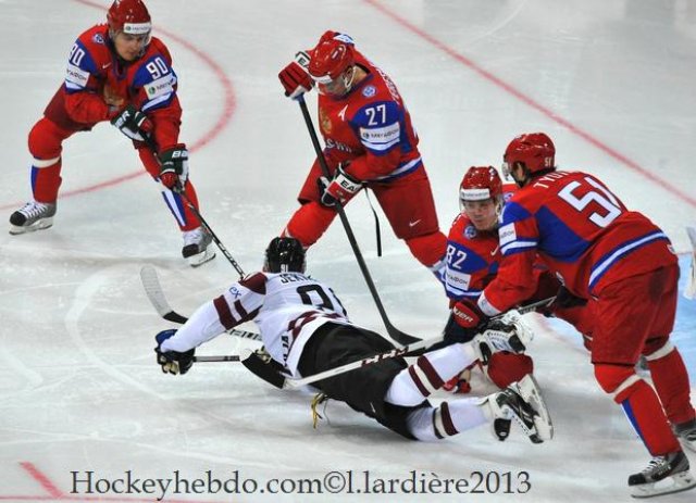 Photo hockey match Russia - Lettonie le 04/05/2013