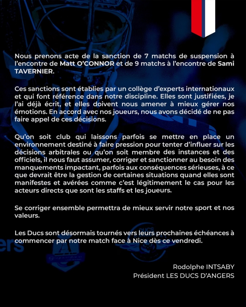 Photo hockey Angers - Communiqué suite à décision CIRJ  - Ligue Magnus : Angers  (Les Ducs)