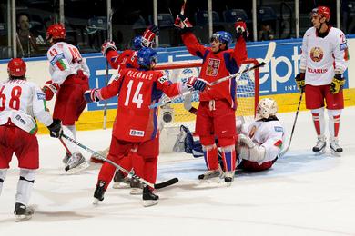 Photo hockey CM : Rép. Tchèque, Russie même combat - Championnats du monde Photo hockey CM : Rép. Tchèque, Russie même combat - Championnats du monde