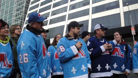 Photo hockey Manifestation pro Nordiques à N.Y - NHL : National Hockey League - AHL